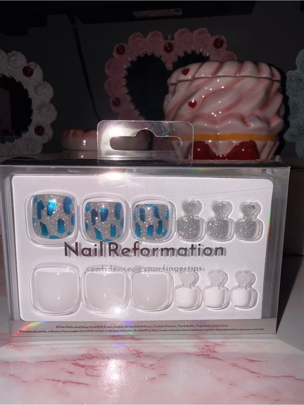 Nail Reformation Blue Glitter Press-On Toe Nails